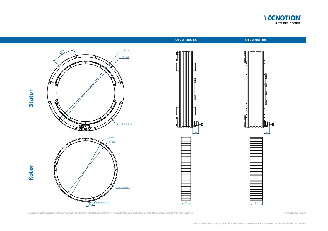 TORQUE MOTORS | FRAMELESS | QTL 485 Series
